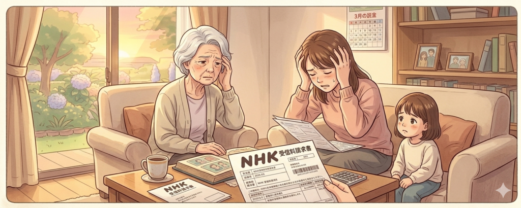 NHKの請求書が届き頭を抱えている家族